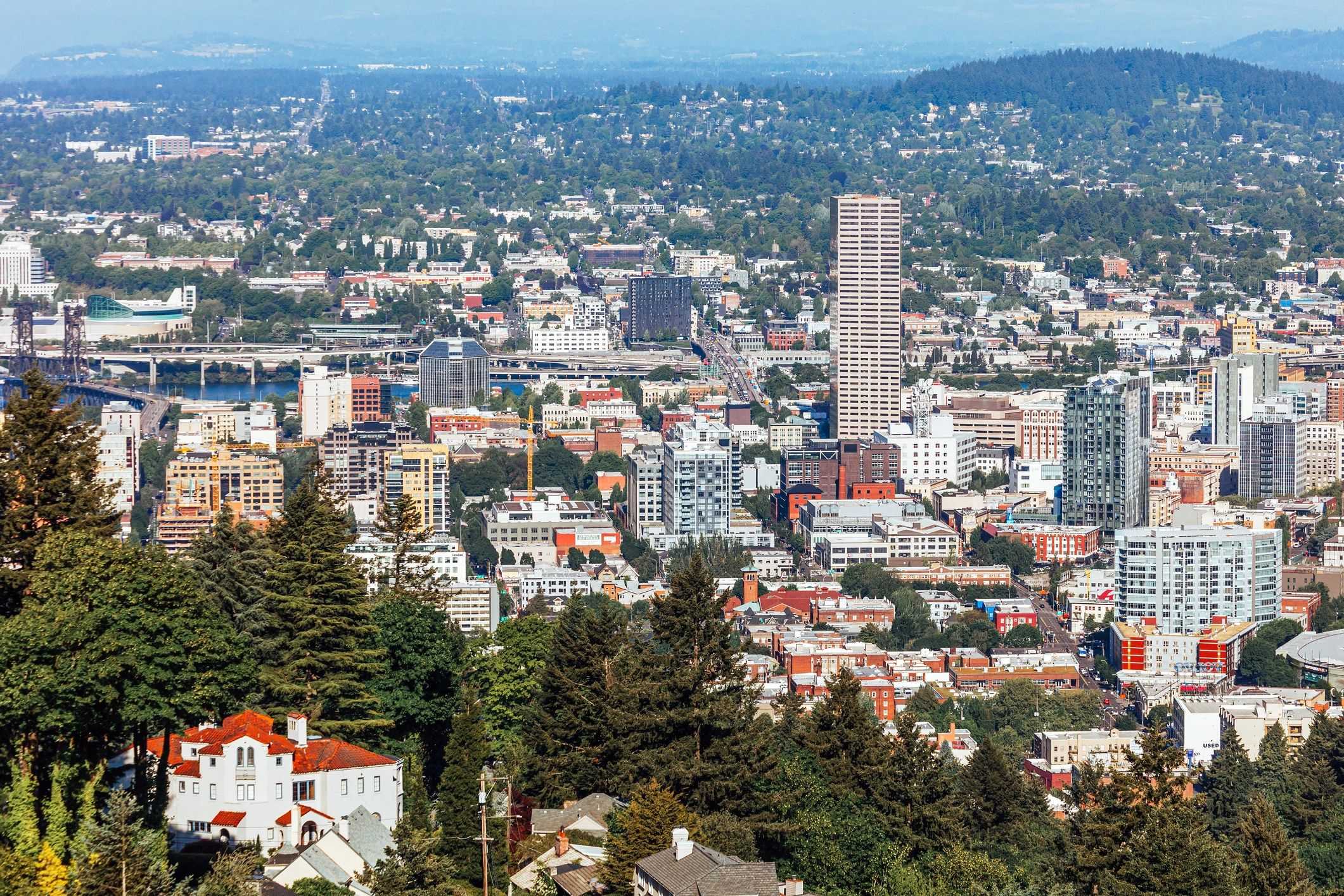 Portland Oregon cityscape home exterior